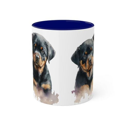 Rottweiler Pupies - Color Accent Mugs, 11oz